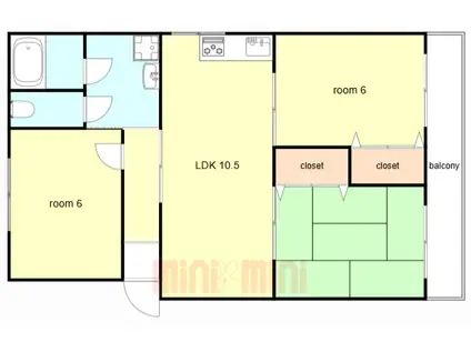 サンハイツ西宮(3LDK/2階)の間取り写真