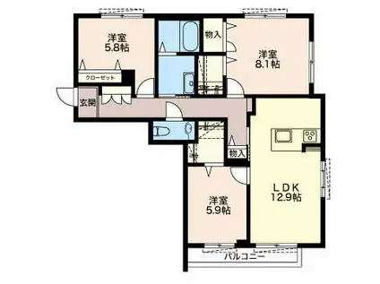グランクロワ(3LDK/1階)の間取り写真