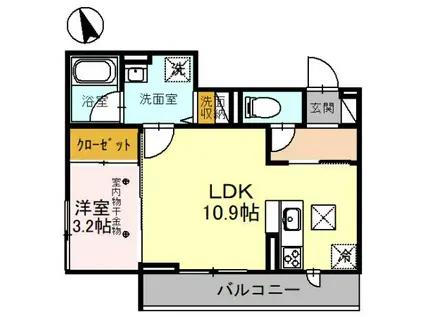 DAPHNE(1LDK/2階)の間取り写真