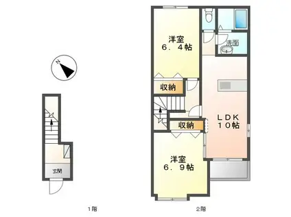 雫III(2LDK/2階)の間取り写真