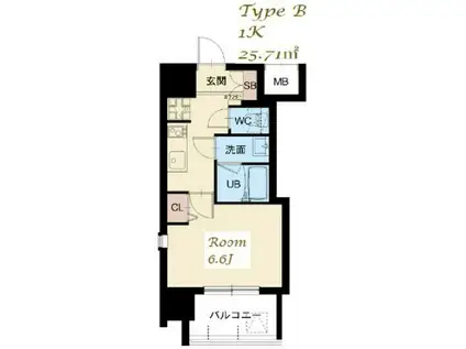 スプランディッド大山(1K/12階)の間取り写真