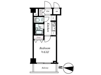 クレイシア矢口(1K/2階)の間取り写真