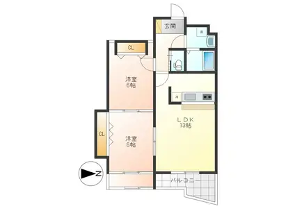 リュミエール(2LDK/2階)の間取り写真