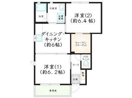 シャーメゾンSILFY C棟(2DK/1階)の間取り写真
