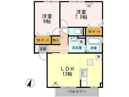 グランシャリオA(2LDK/1階)の間取り写真