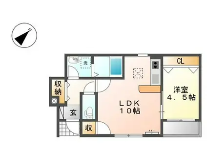 エルシオンII(1LDK/1階)の間取り写真