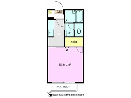 ヴィルドミールI(1K/2階)の間取り写真