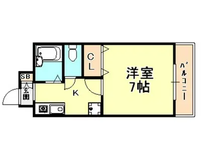 カーサ・ピナール灘(1K/4階)の間取り写真