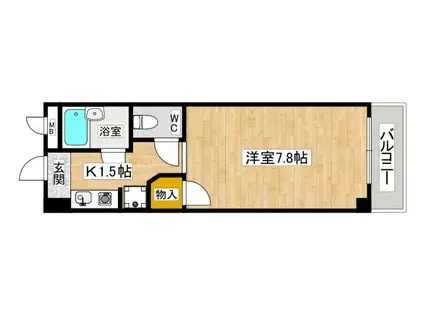 ドムール若山(1K/3階)の間取り写真