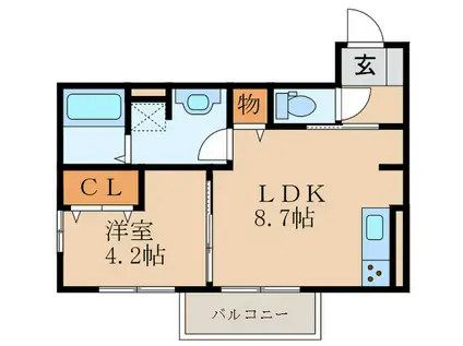 セジュール合川南 A棟(1LDK/1階)の間取り写真