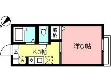 シャムロック(1K/2階)の間取り写真