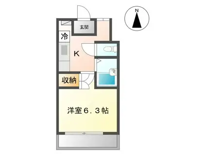 ファミール常田(1K/4階)の間取り写真