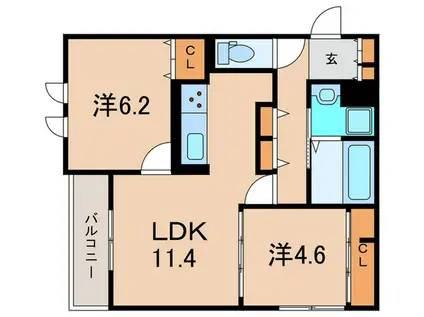 イルソラーレ須磨(2LDK/1階)の間取り写真