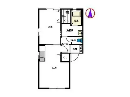 フレグランスK(1LDK/1階)の間取り写真