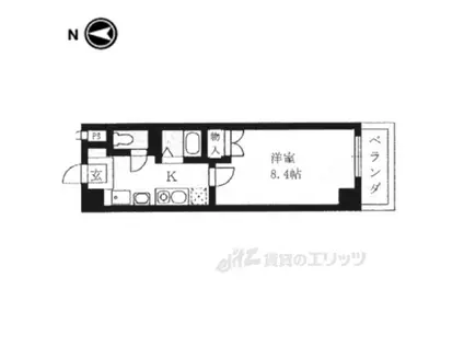 ヴィアーレ四条大宮(1K/7階)の間取り写真