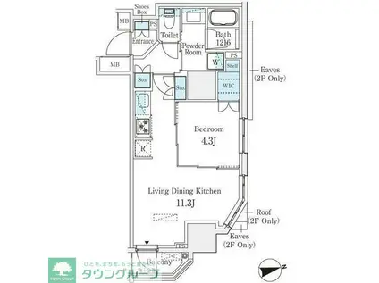 浅草田原町レジデンス(1LDK/8階)の間取り写真