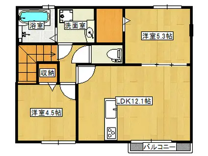 チアフルビューティ長嶺南(2LDK/2階)の間取り写真
