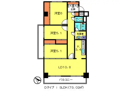 フェリーチェ(3LDK/4階)の間取り写真