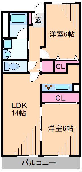 コンフォートK(2LDK/4階)の間取り写真