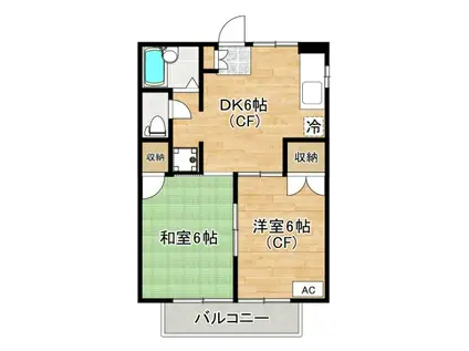 エクスバージ(2DK/2階)の間取り写真