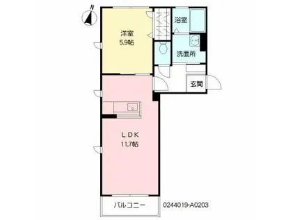 グレイス原良(1LDK/2階)の間取り写真