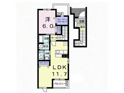 セイバリー(1LDK/2階)の間取り写真