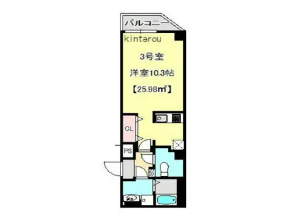 グランブルー森下(ワンルーム/4階)の間取り写真