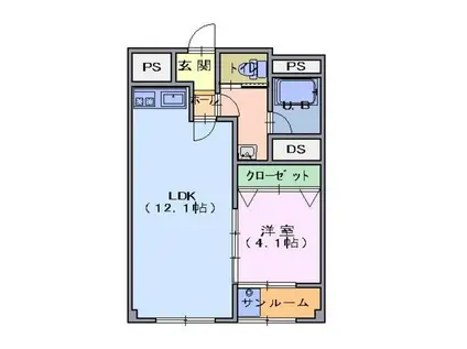 ファーストアヴェニュー長土塀(1LDK/2階)の間取り写真