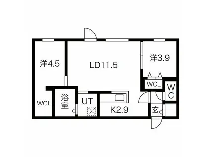 コルザシロイシ(2LDK/3階)の間取り写真