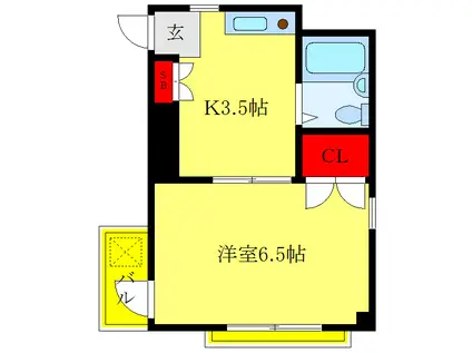 グレイン増田(1K/2階)の間取り写真