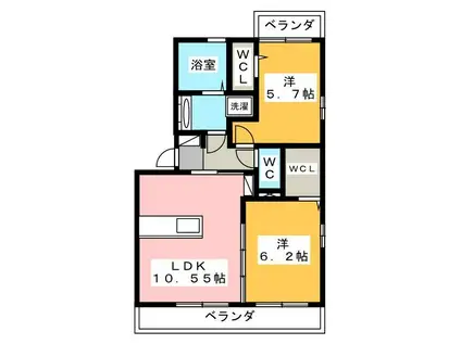 ルピナコート A(2LDK/1階)の間取り写真