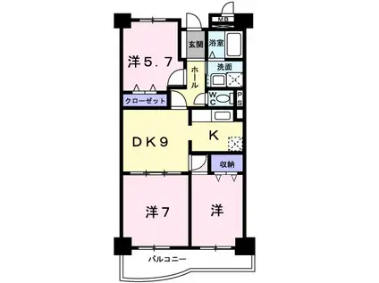 リバーシャトー(3DK/5階)の間取り写真