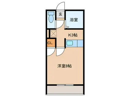 リヴェール荒田(ワンルーム/4階)の間取り写真