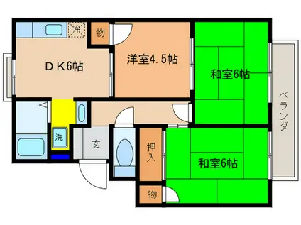 高砂ハイツ(3DK/1階)の間取り写真