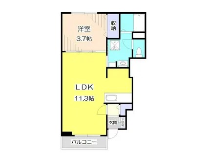 メゾン フルール(1LDK/1階)の間取り写真