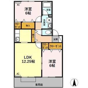グランシティソレーユ B(2LDK/1階)の間取り写真