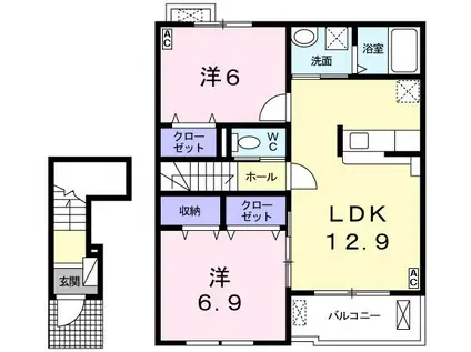 ヴェルジェ(2LDK/2階)の間取り写真