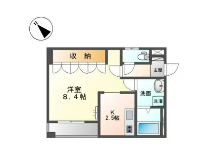 リリーベル(1K/2階)の間取り写真