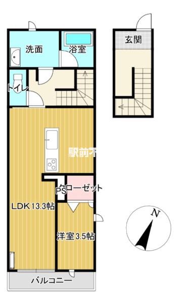 ソラリス(1LDK/2階)の間取り写真