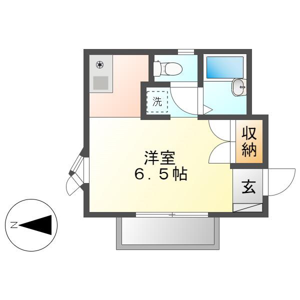 ヒルズ内山(1K/1階)の間取り写真