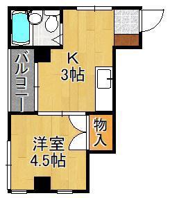 小倉ホースビル(1K/4階)の間取り写真