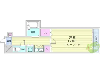 エトワール仙台第一(1K/1階)の間取り写真