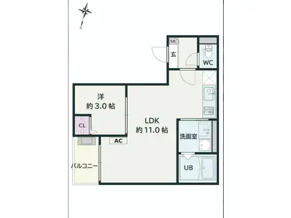 JACK HOMMACHIIV(1LDK/3階)の間取り写真
