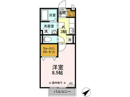 アッファビーレヒ東山(1K/2階)の間取り写真