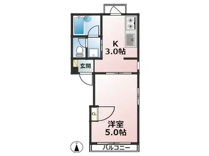 メゾン根津タナカ(1K/1階)の間取り写真