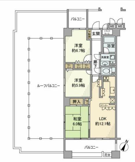 ブルーミングガーデン松戸南(3LDK/13階)の間取り写真
