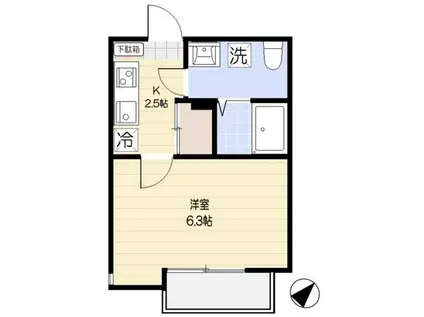 グレーシア幕張(1K/2階)の間取り写真