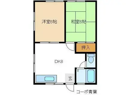 コーポ青葉(2DK/1階)の間取り写真