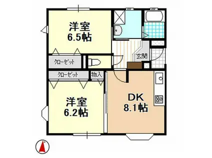 ジェネラス(2DK/1階)の間取り写真