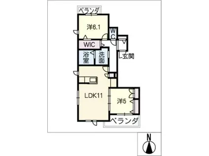 グランメール川名(2LDK/3階)の間取り写真